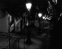 Paris black and white photos at night - Montmartre - Stairs