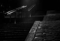 Paris black and white photos at night - Montmartre - Stairs